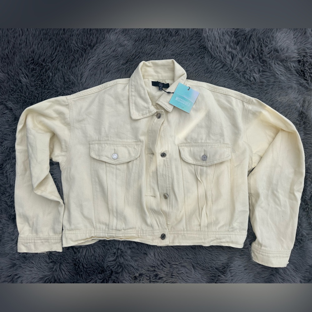 Cream Denim Jacket - Missguided